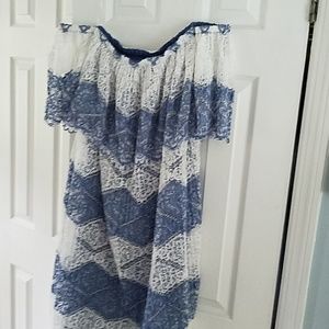 Off the shoulder lace dress.